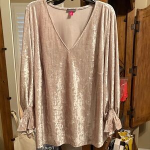 Vince Camuto Metallic Pink V-Neck Blouse